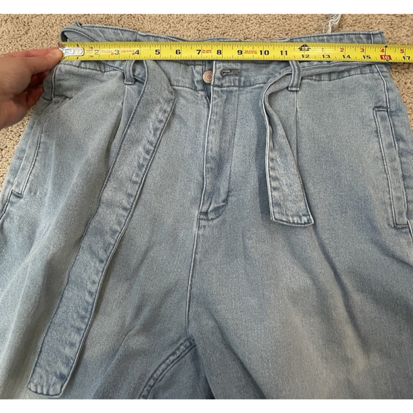 Vintage Calvin Klein Jeans Womens 32 Blue Denim Baggy High Rise‎ 90s w/ belt y2K - Picture 5 of 11